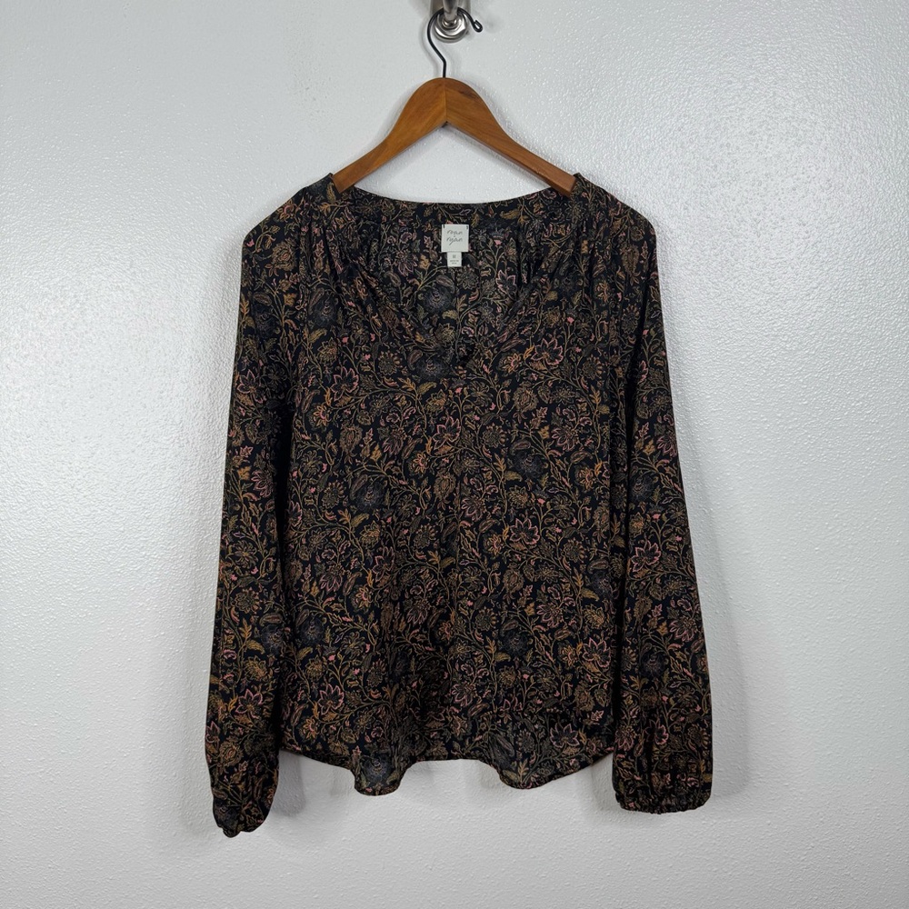 Roan +‎ Ryan Floral Long Sleeve Blouse Size Medium